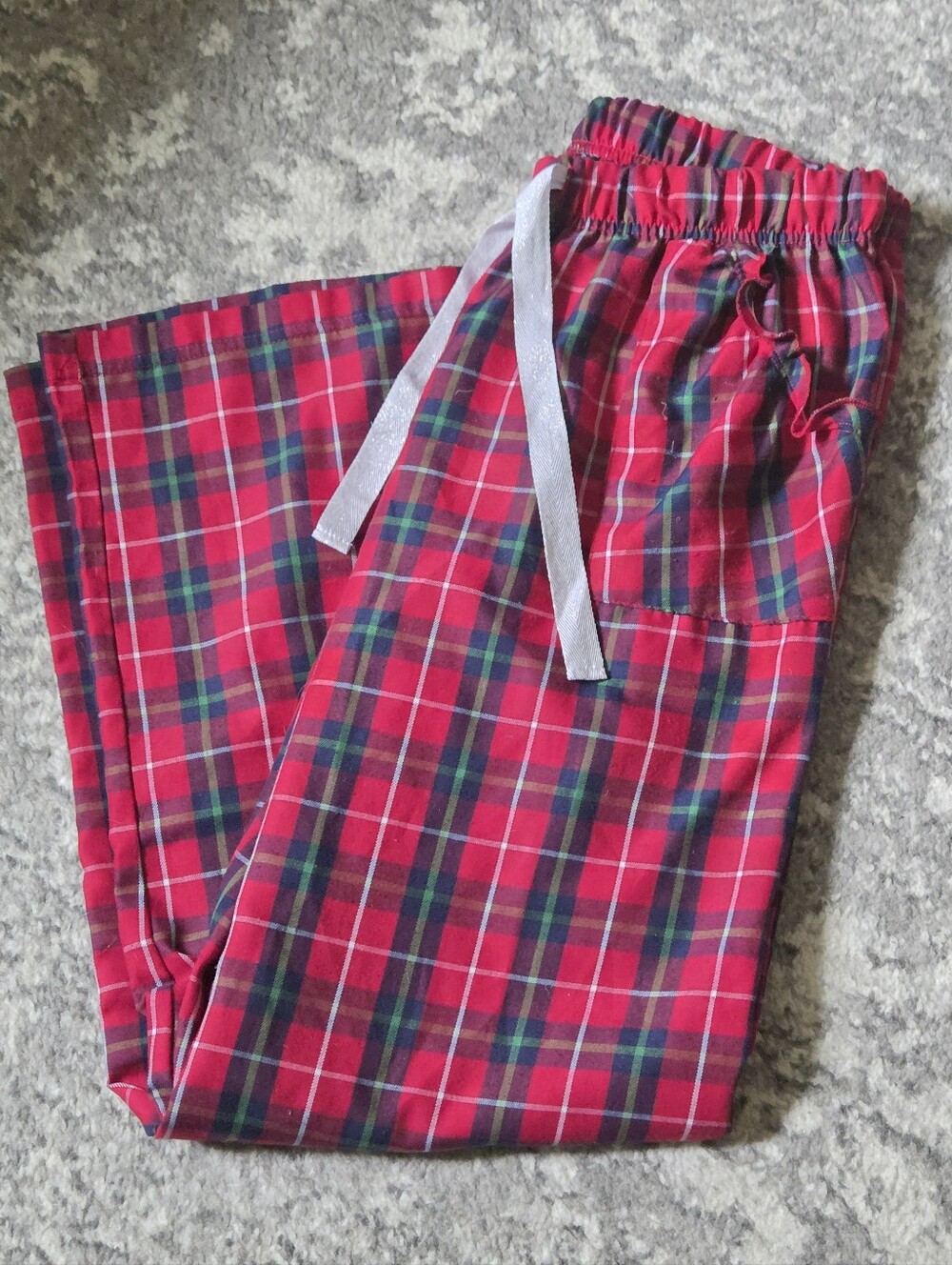 Disney Store Red Tartan Plaid Ruffle Pocket Pajama Pants L Glitter Drawstring